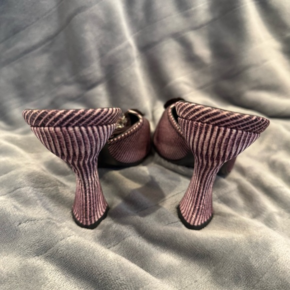 Vintage Prada Purple Striped Rhinestone Heels - Picture 4 of 5
